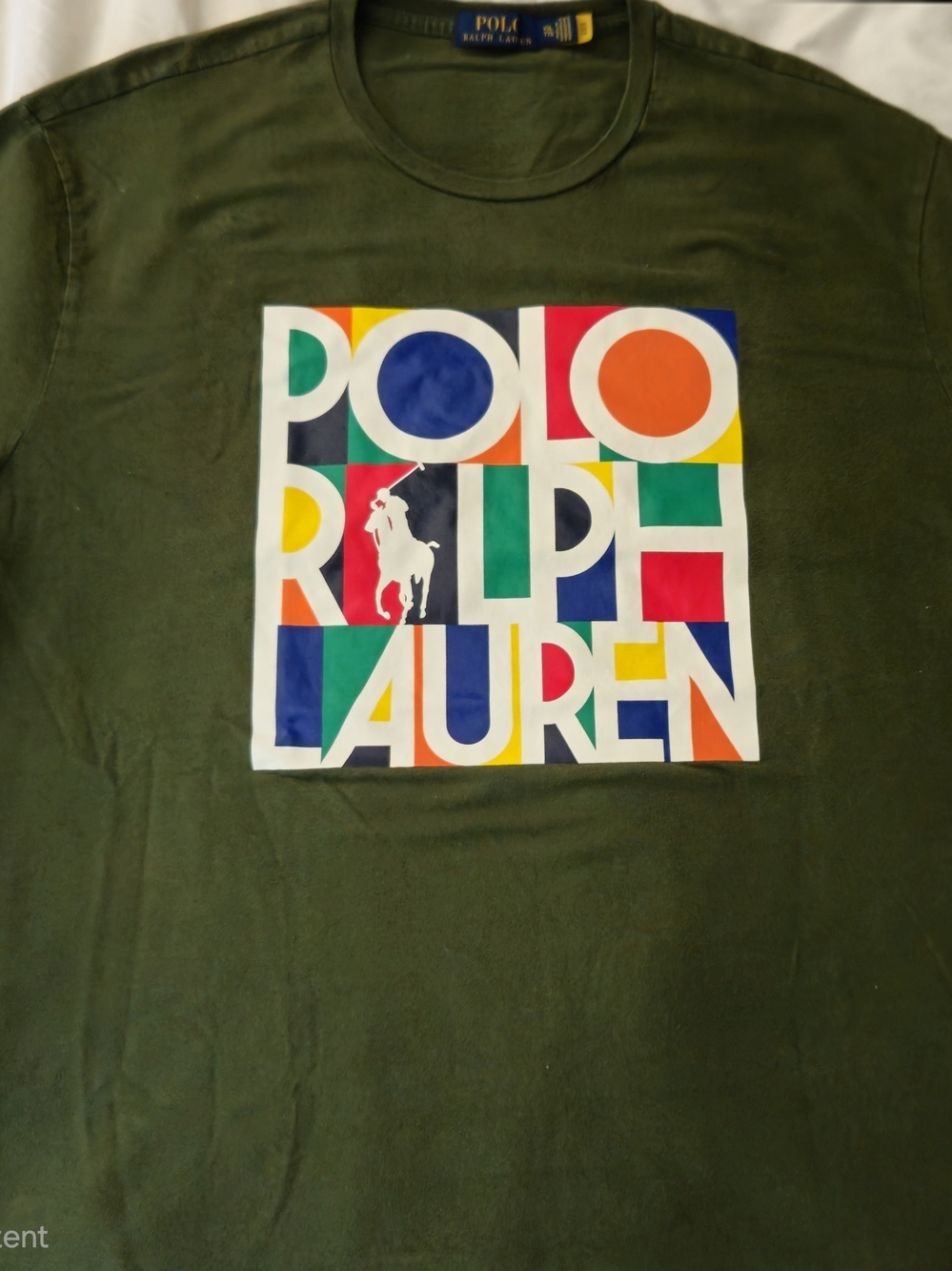 Polo Ralph Lauren Monogram Logo. Olive Green T-Shirt.  Size XXL Slim Fit. Men.